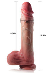 Nolan | 10.4" × 1.96" Thrusting Dildo with Full Length, Lifelike Detail & Suction Base(Flesh)
