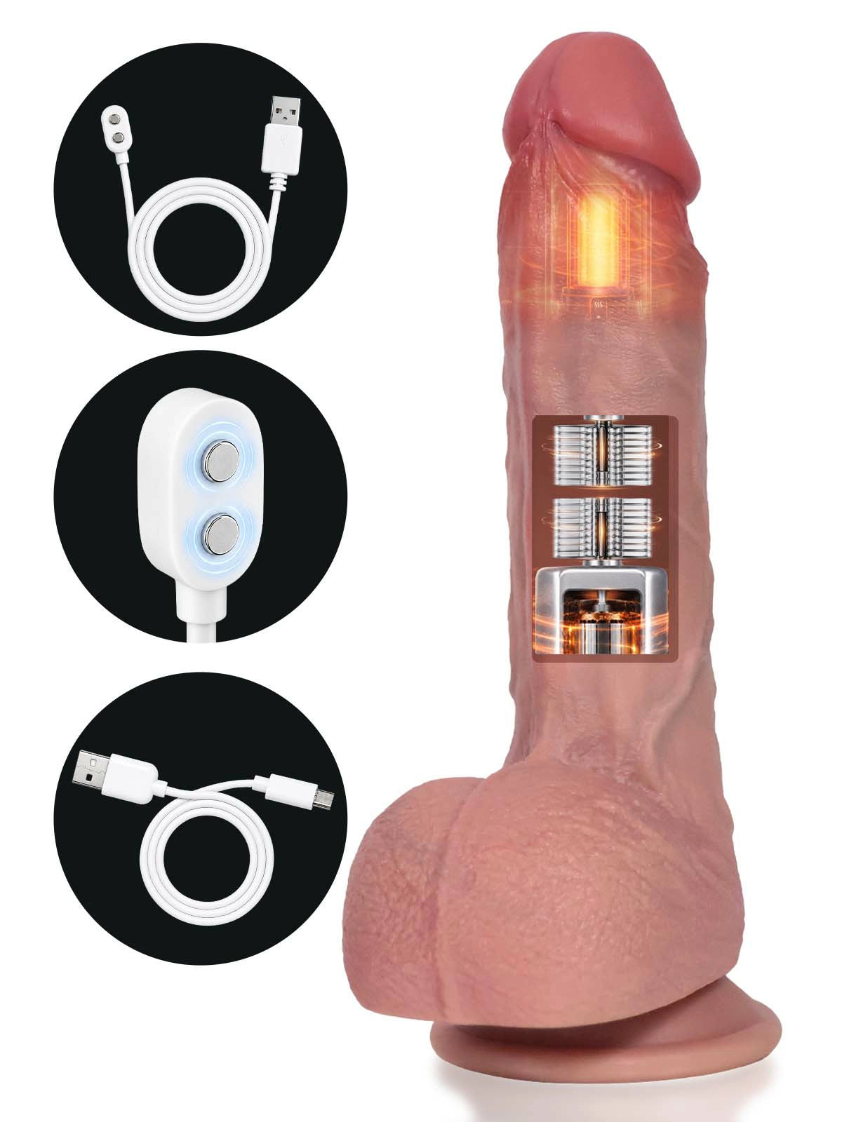 Evan | 8.8" × 1.7" Pulse Thrusting & Vibrating Dildo with Comfortable Fit & Heating