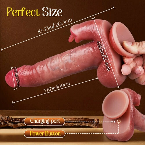 Felix | 10.43" × 1.77" Lifelike Thrusting Dildo with Licking Tongue and Vibration