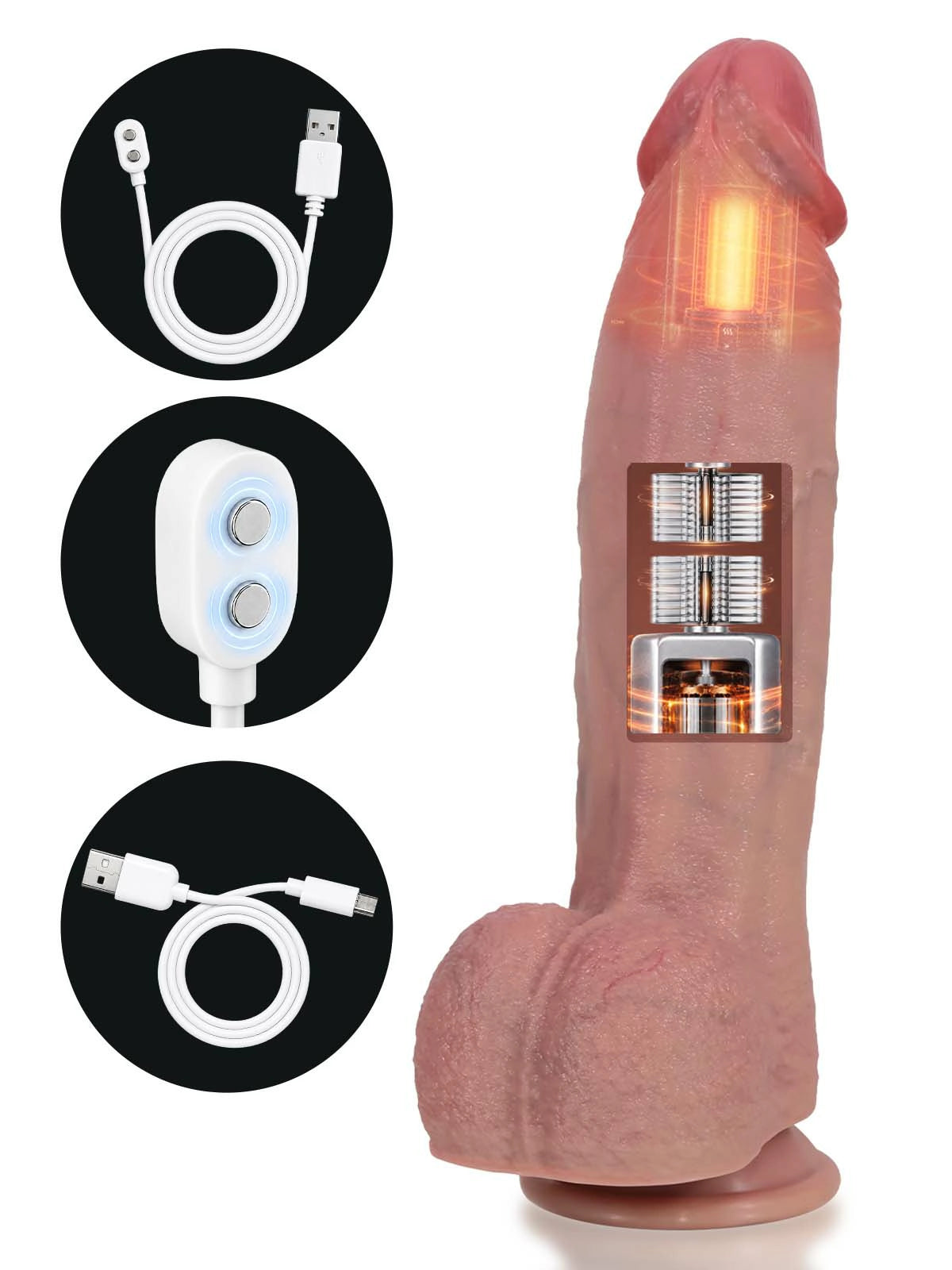 Julian | 10.8" × 2.3" Pulse Thrusting Dildo with Blunt Head & Vibration