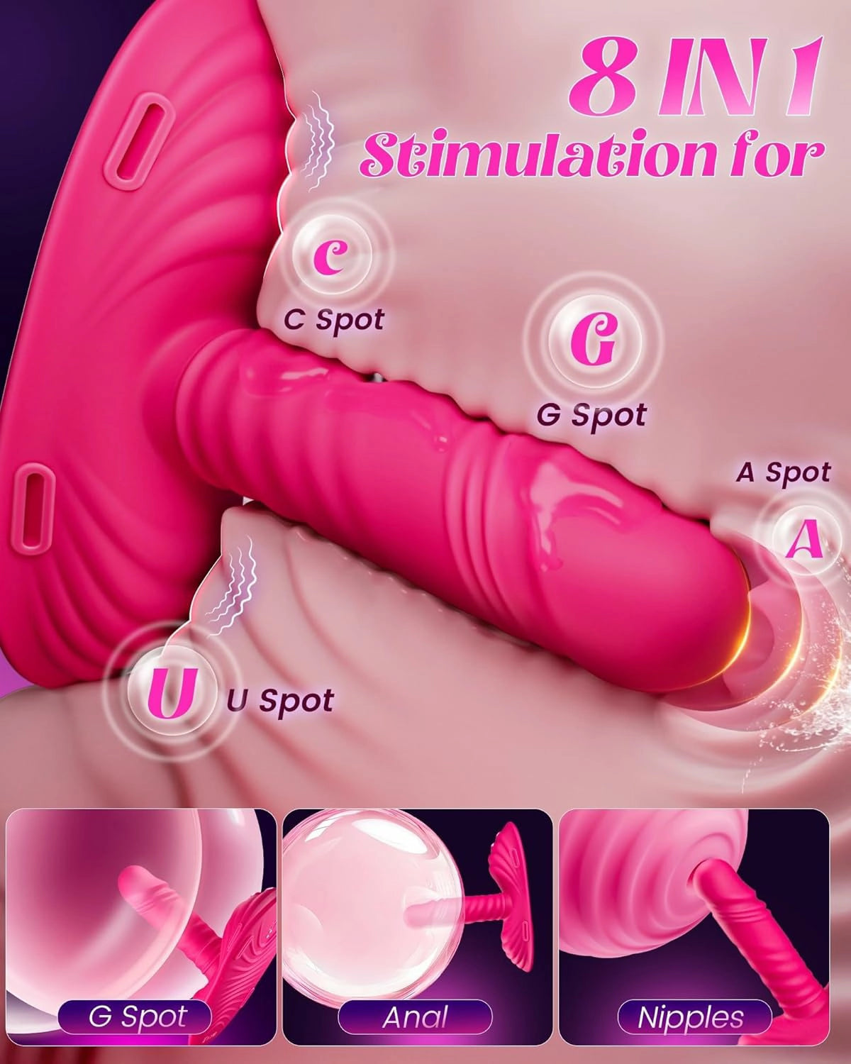 Juno | 5.4" Wearable Thrusting Dildo with G-Spot, Clitoral & Anal Stimulation and Remote Control
