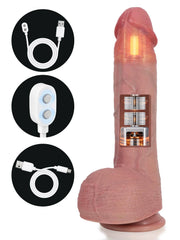 Lucas | 9.8" × 2" Heating Pulse Thrusting Dildo with Tapered Head & Deep Vibration