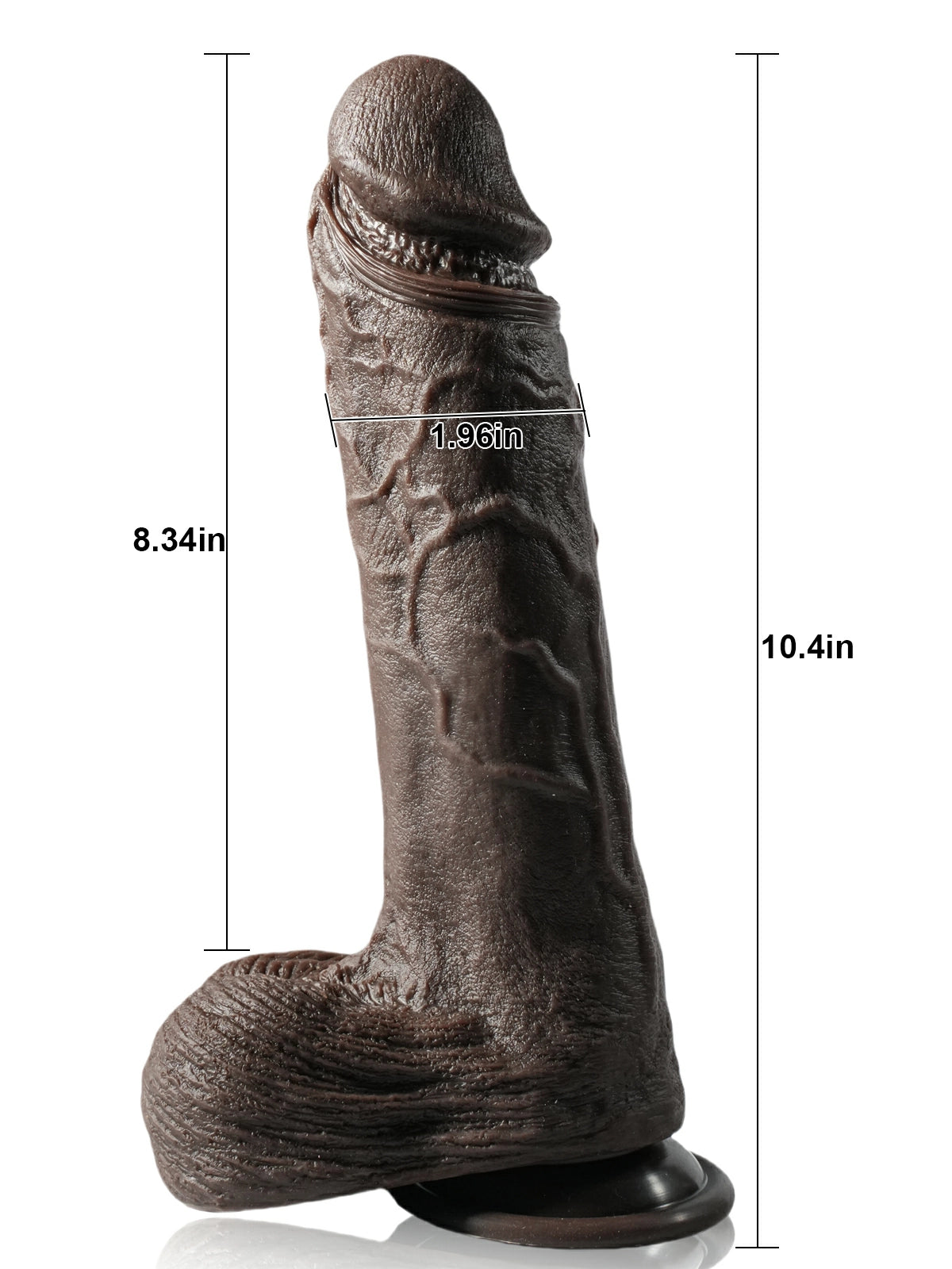 Nolan | 10.4" × 1.96" Thrusting Dildo with Full Length, Lifelike Detail & Suction Base(Black)