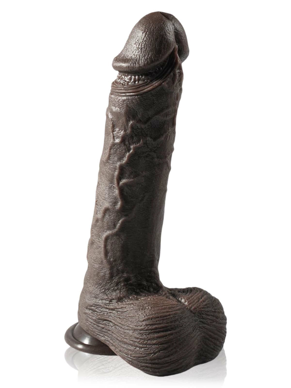 Nolan | 10.4" × 1.96" Thrusting Dildo with Full Length, Lifelike Detail & Suction Base(Black)