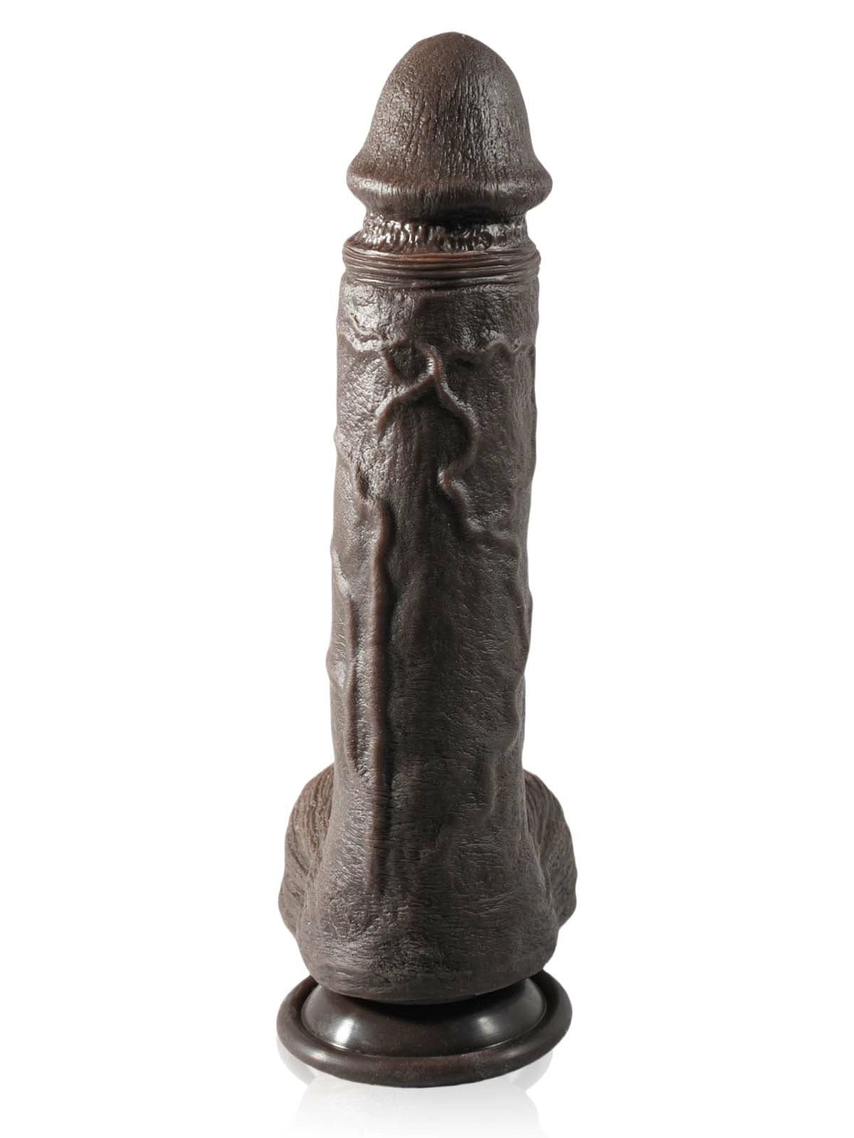 Nolan | 10.4" × 1.96" Thrusting Dildo with Full Length, Lifelike Detail & Suction Base(Black)