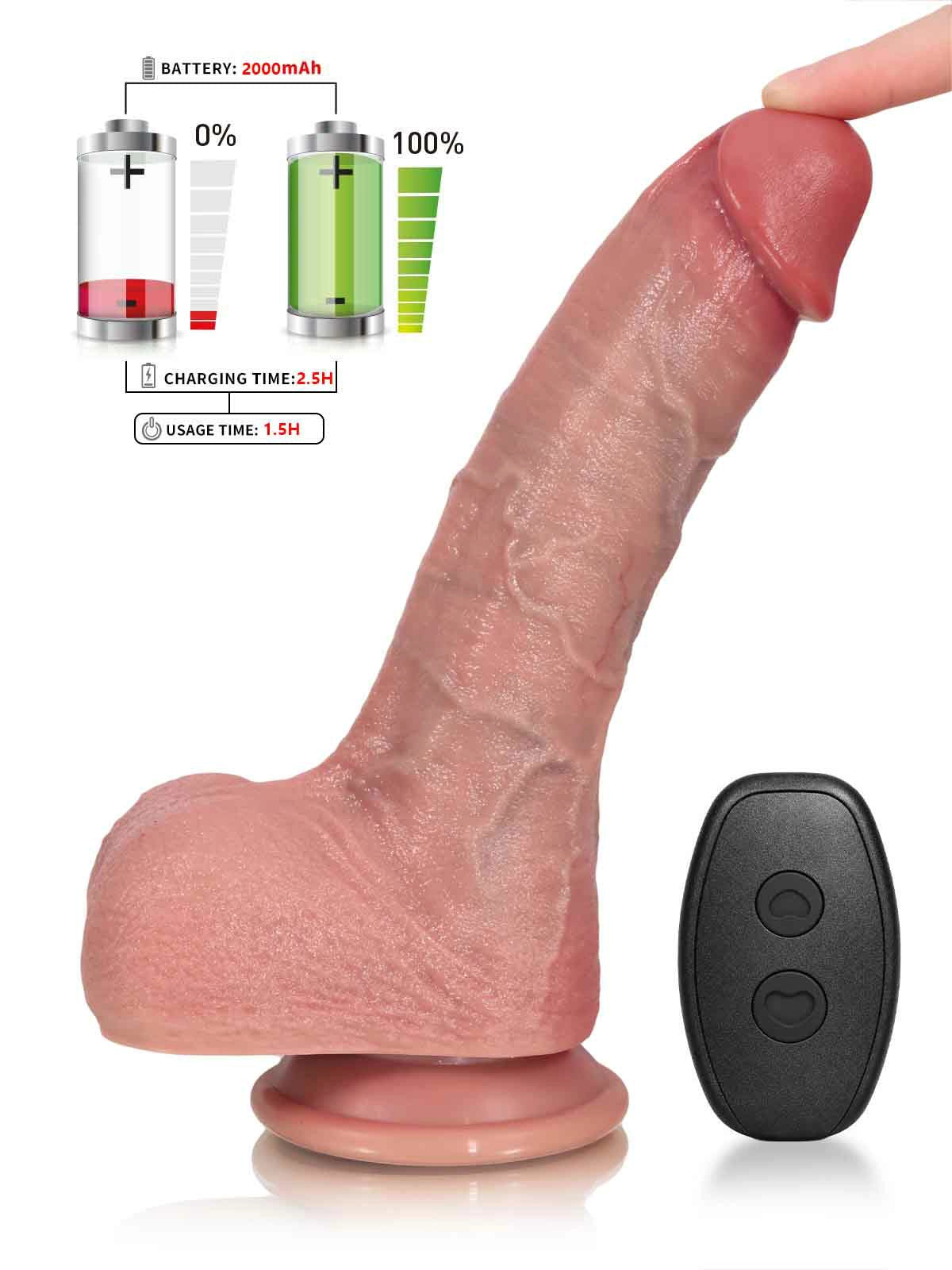 Ryan | 9" × 1.8" Pulse Thrusting Vibrating Dildo with Broad Flared Head & Heating