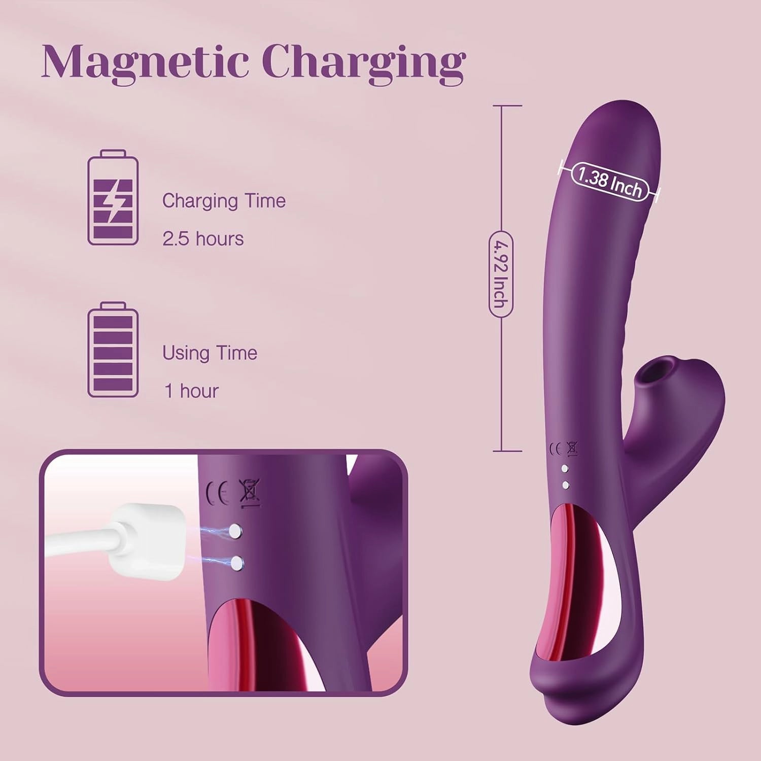 Silas | 4.92" × 1.38" Suction Vibrator with Come-Hither G-Spot Stimulation & Clitoral Suction